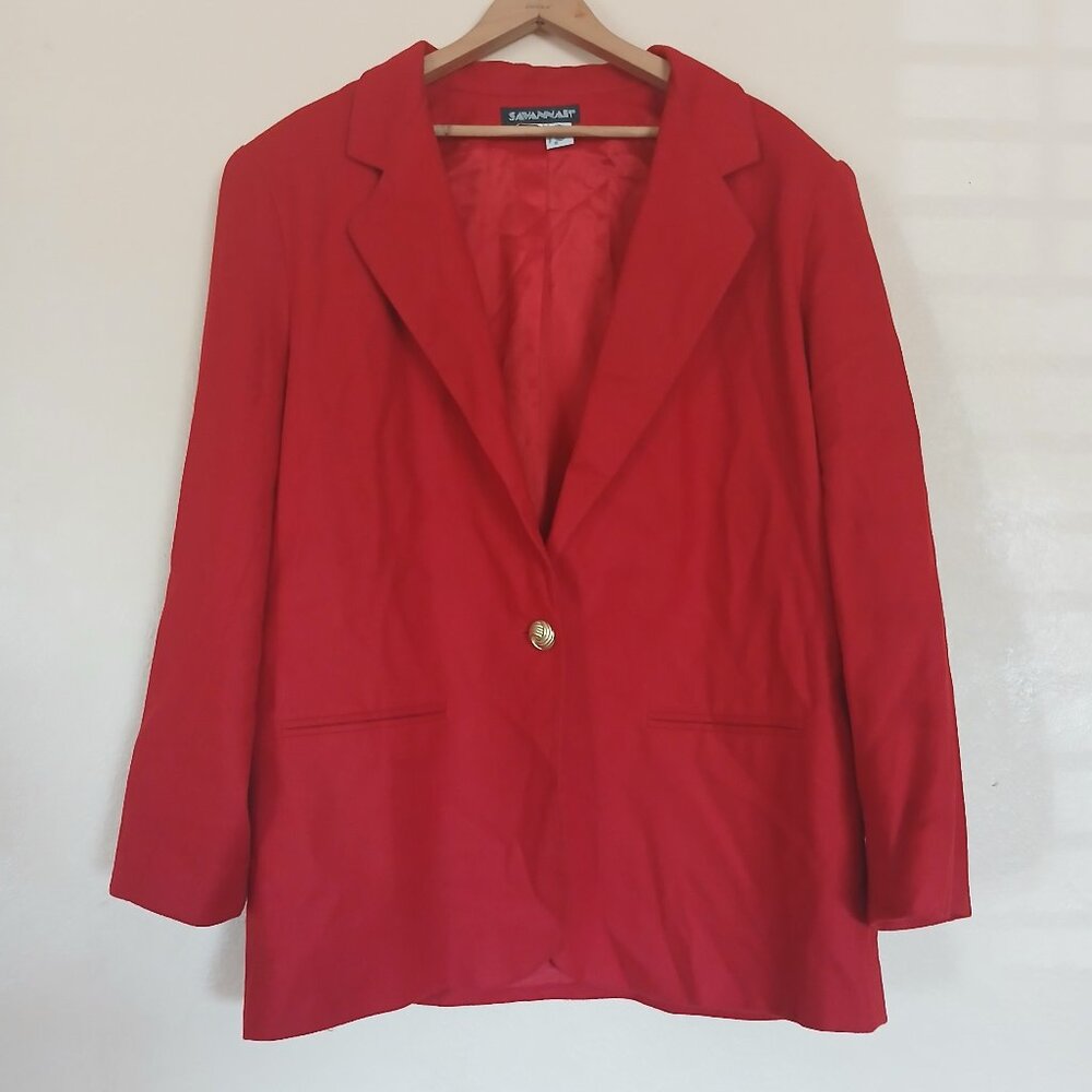 Vintage 90s Red Wool Blazer Women's Size 16